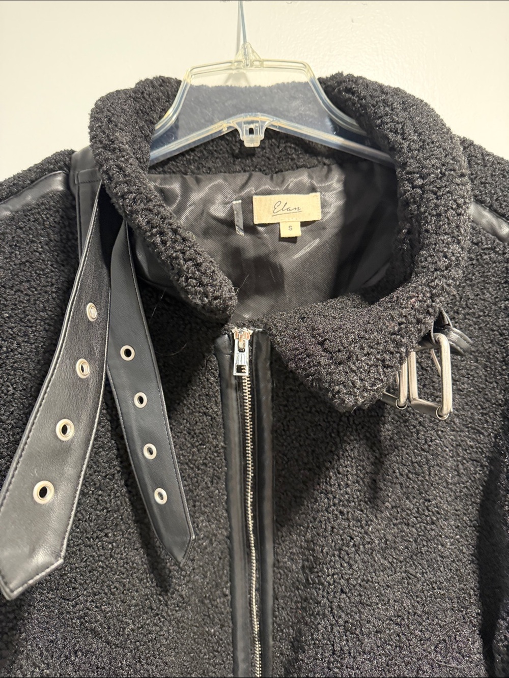 Elan Black Sherpa Hooded Puffer Jacket for Women - Picture 3 of 3